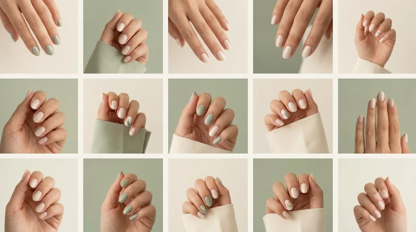 A grid of varied manicure photos arranged as a portfolio