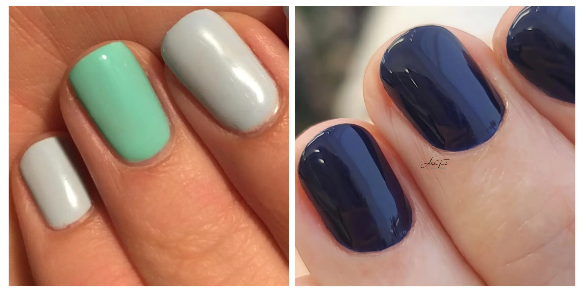 Side by side comparison of Russian Manicure and Traditional Wet Manicure techniques showing e-file application versus manual cuticle work