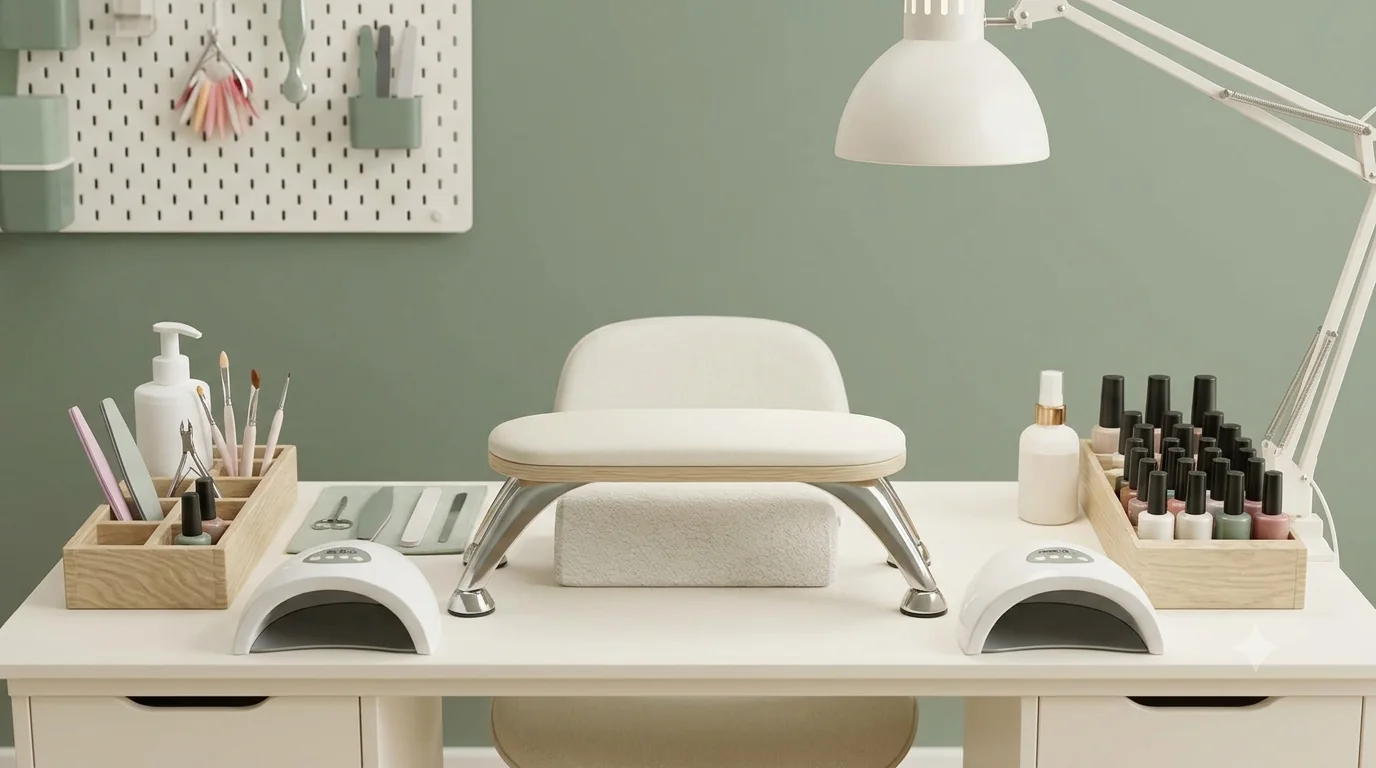 A neat, professional nail workstation