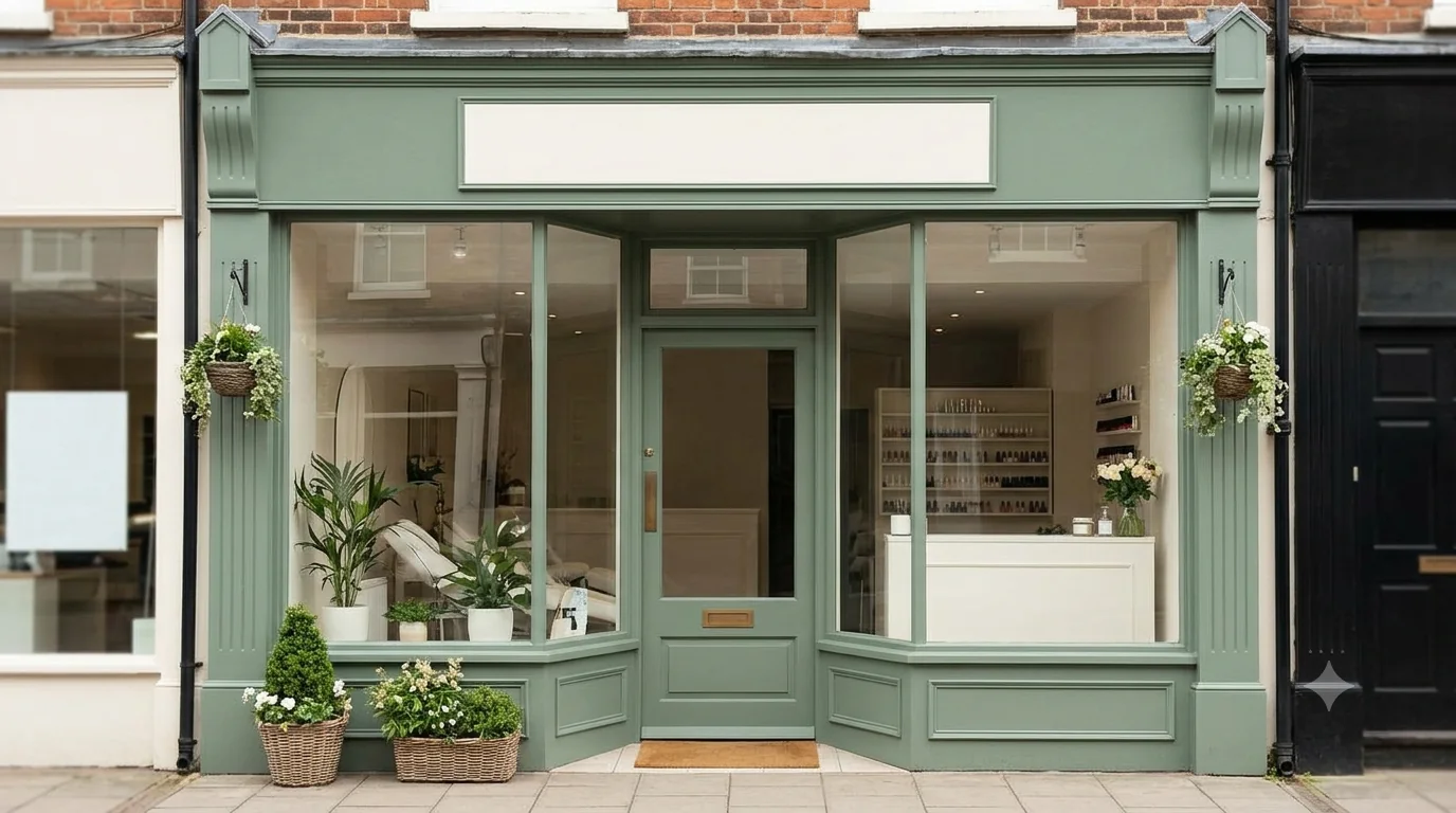 A charming local nail salon storefront on a high street
