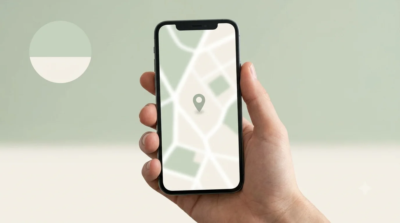 A phone showing a map with a location pin