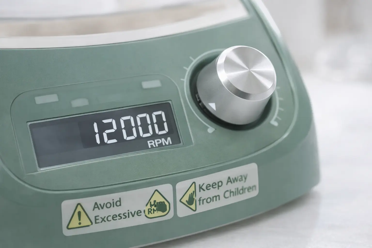 E-file RPM speed control showing safe 12,000 RPM setting for natural nail work