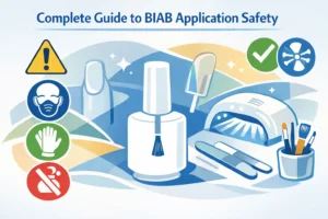 BIAB application safety guide covering chemical composition, contraindications, UK regulations and professional protocols for nail technicians