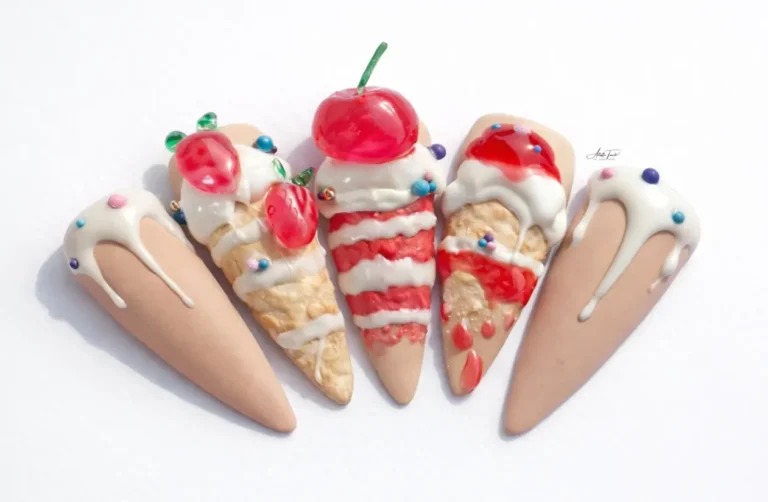 3D cake nail design by Radina Ignatova, Scratch Snap April 2026 winner